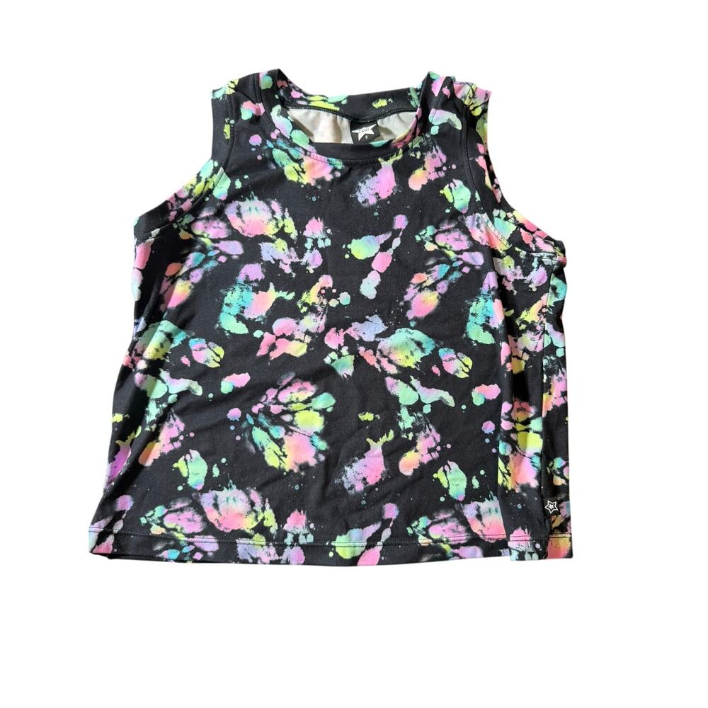 Pixie Lane Girls Paint Splatter Tank Top Size 8 Black Ruffle Neck Boutique